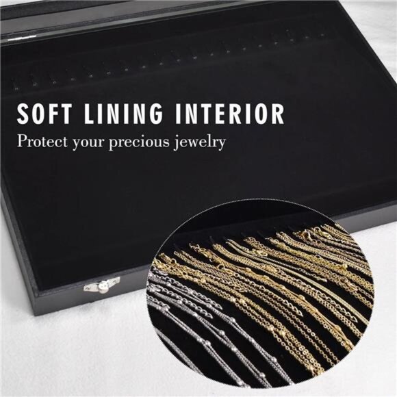 Premium Necklace Organizer Box - 20 Hooks Jewelry Tray with Transparent Lid - - Picture 3 of 7